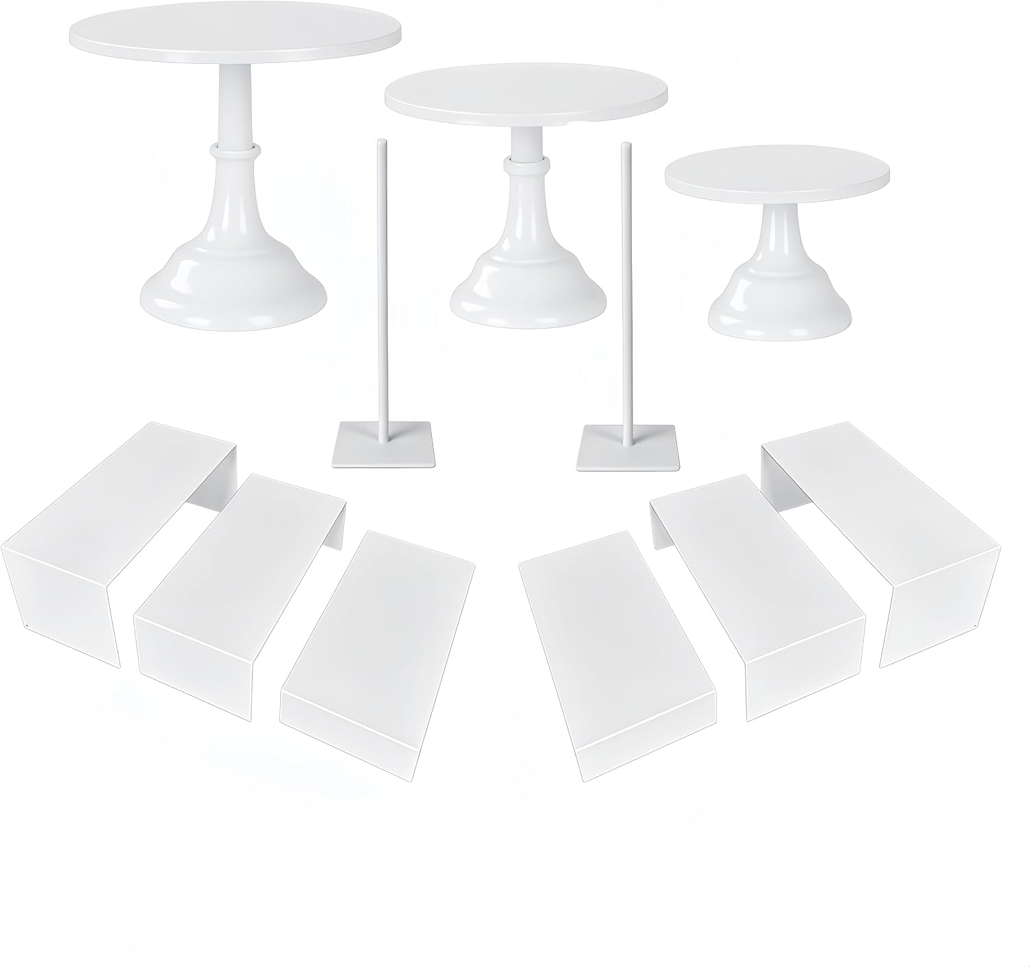 11-Piece Round White Metal Cak - đánh giá và giá Display Risers Set