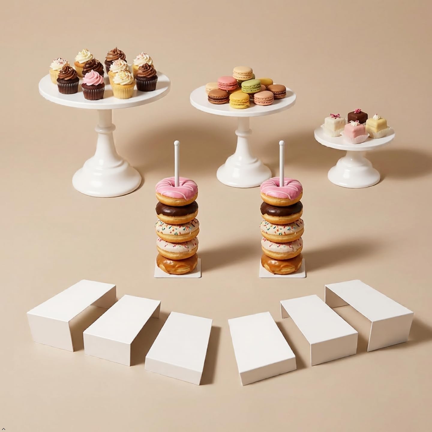 11-Piece Round White Metal Cak - đánh giá và giá Display Risers Set